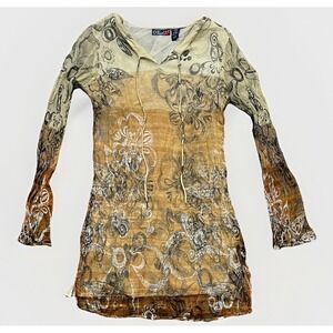 Vintage Y2K Phool Crinkle Top, Lined, Hippie, Cottage Core, Women's Smal